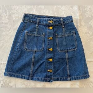 H&M Blue Denim Skirt with Button Detail